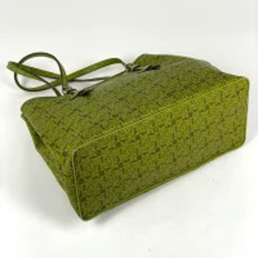 Celine Carriage Bag Tote Green Canvas Salky All over Green